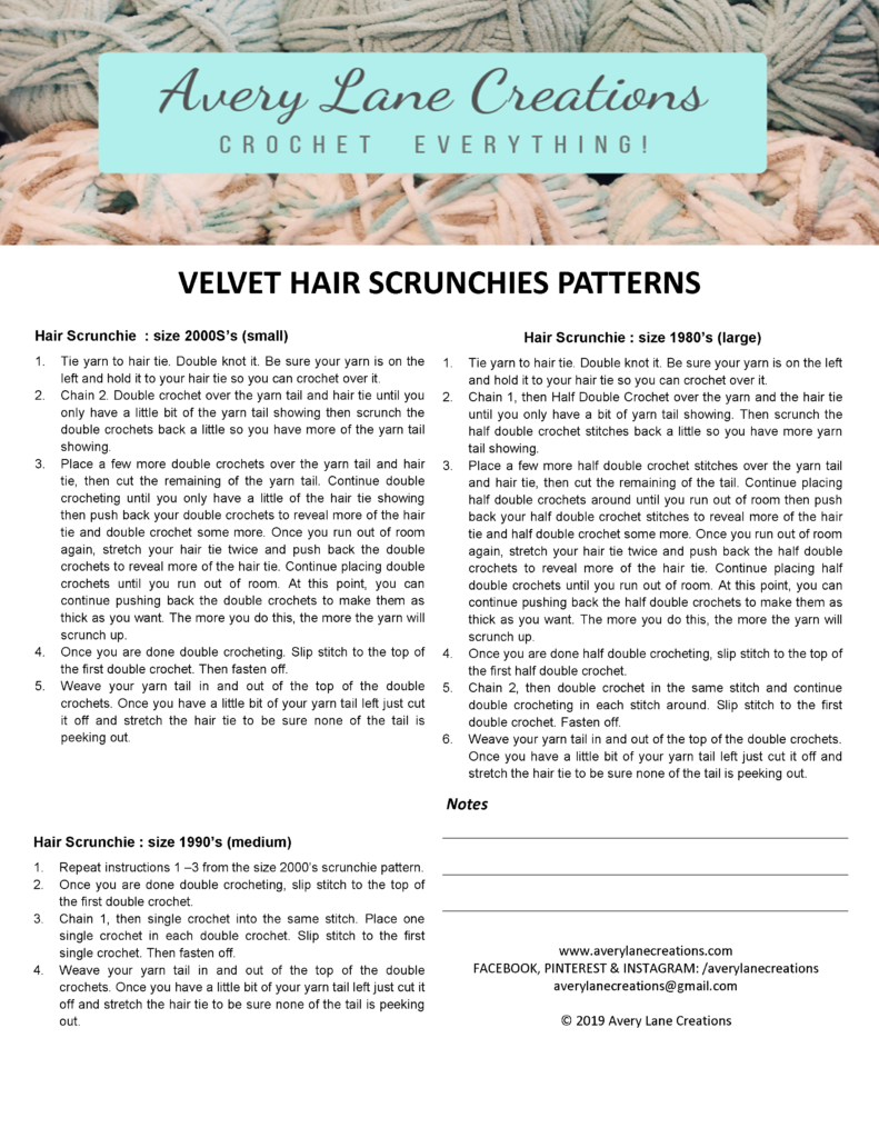 hair scrunchies pattern