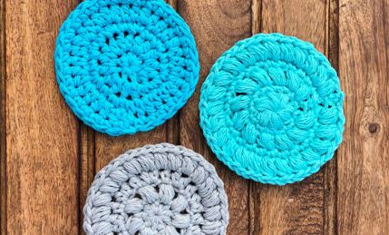 crochet magic circle cotton puff scrubbers