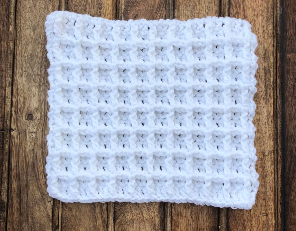 crochet white waffle stitch washcloth