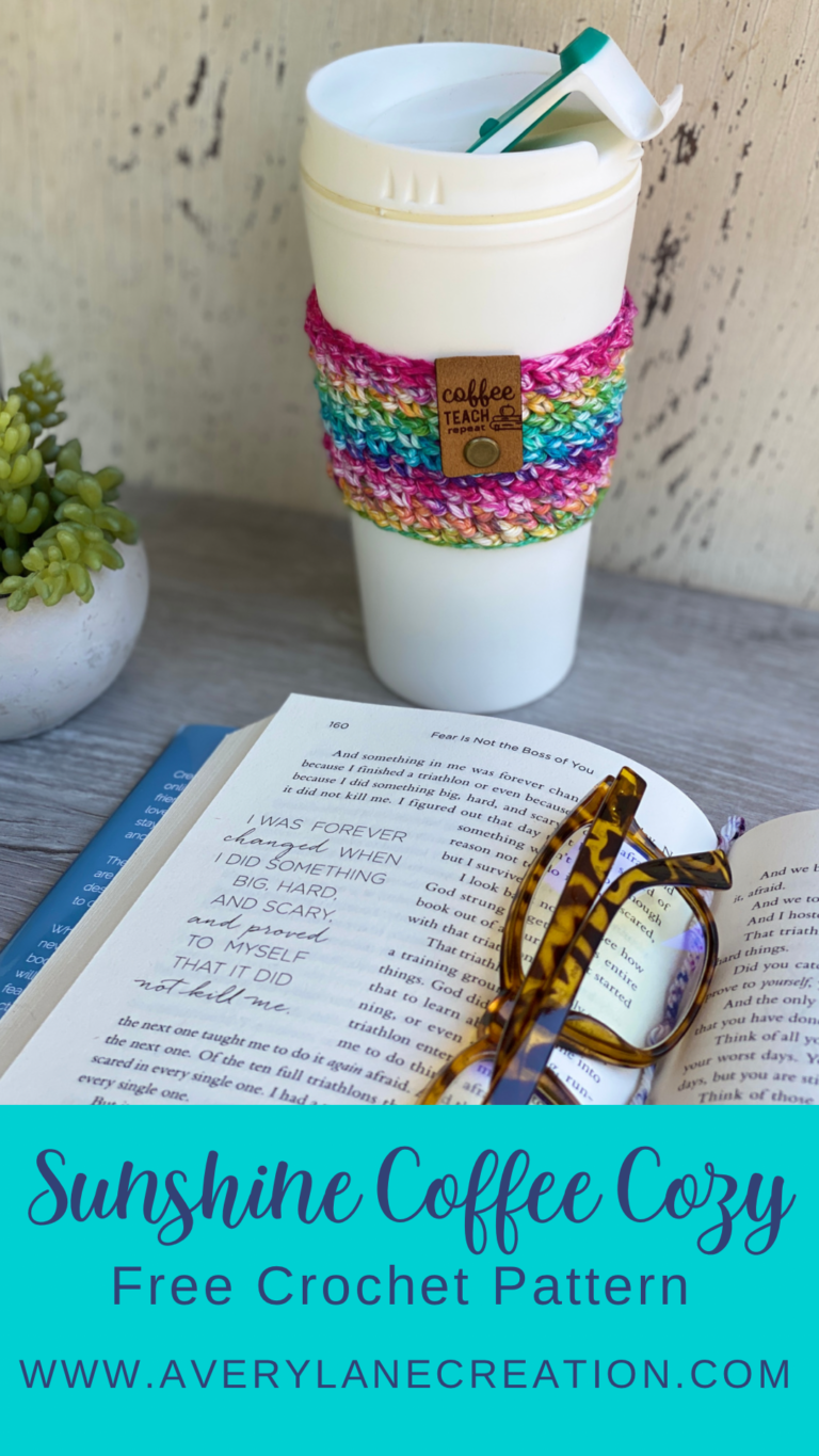 Free Crochet Pattern: Sunshine Iced Coffee Cup Cozy - Avery Lane