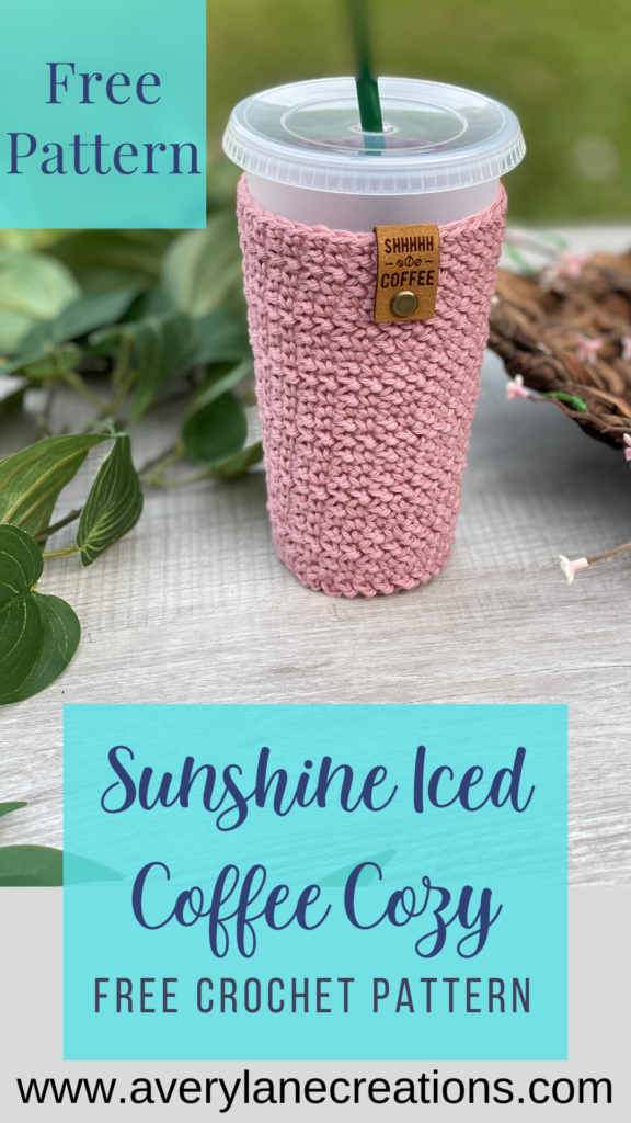 Free Crochet Pattern: Sunshine Iced Coffee Cup Cozy - Avery Lane