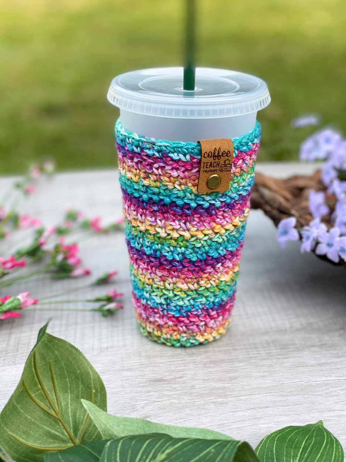 Free Crochet Pattern: Sunshine Iced Coffee Cup Cozy - Avery Lane