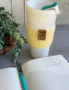 sunshine coffee cozy free crochet pattern