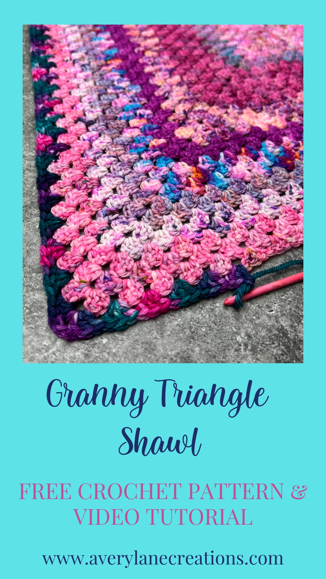 Granny Triangle Shawl Free Crochet Pattern - Avery Lane Creations